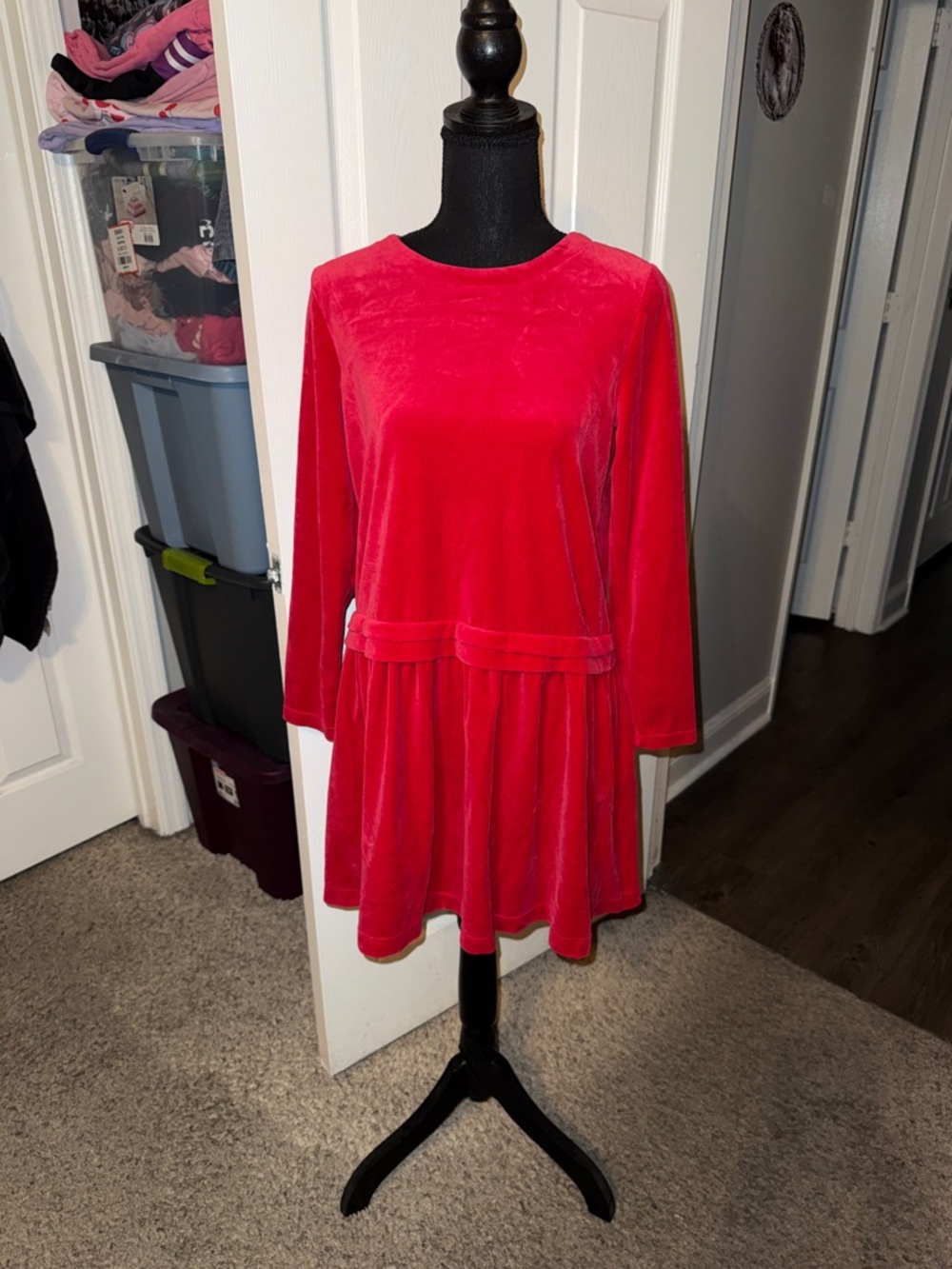 🖤HANNA ANDERSSON 2017 HOLIDAY RED VELOUR DRESS SIZE 160 (14-16)🖤